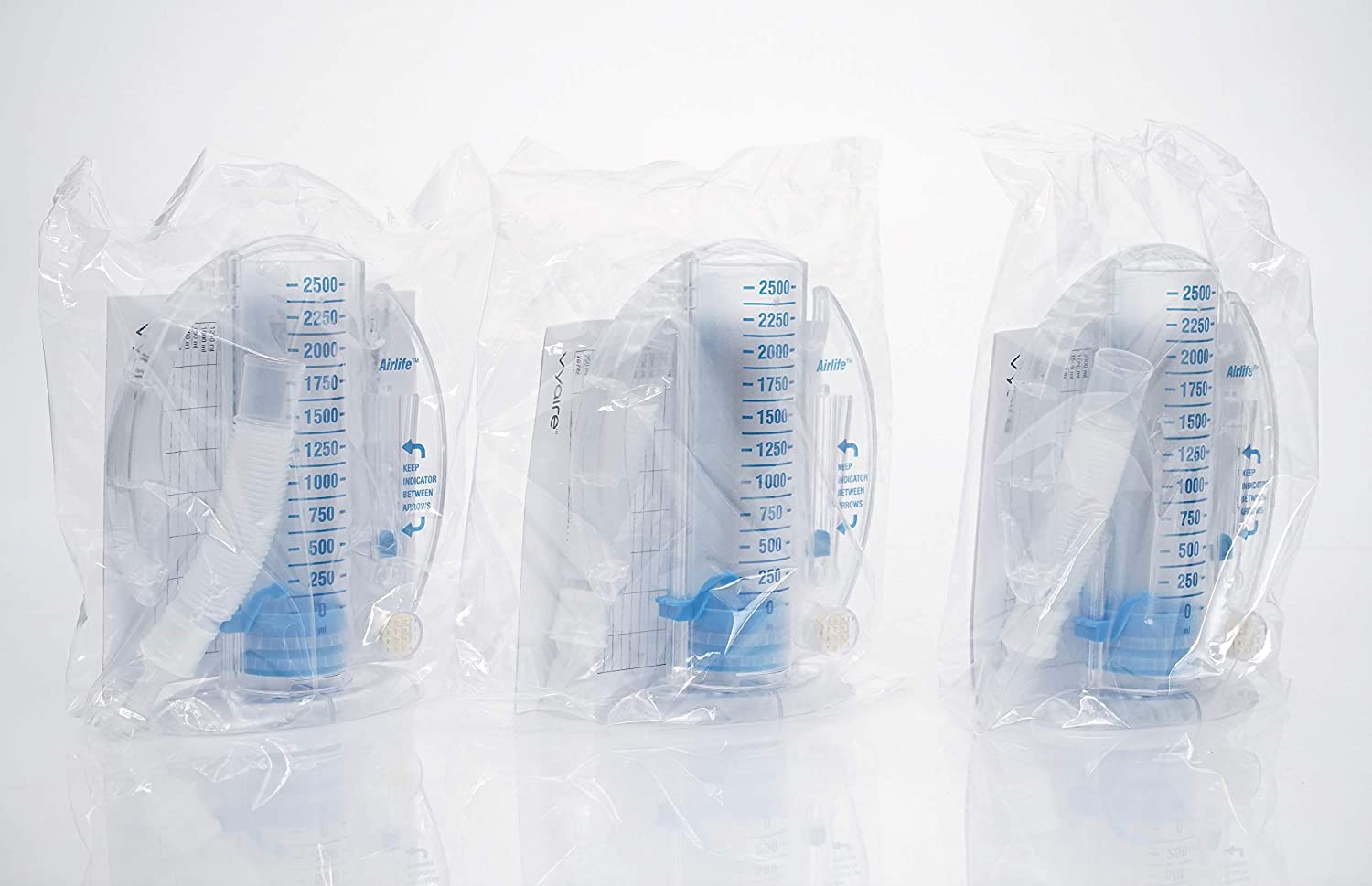 12 pack 2500ml AirLife Volumetric Incentive Spirometer