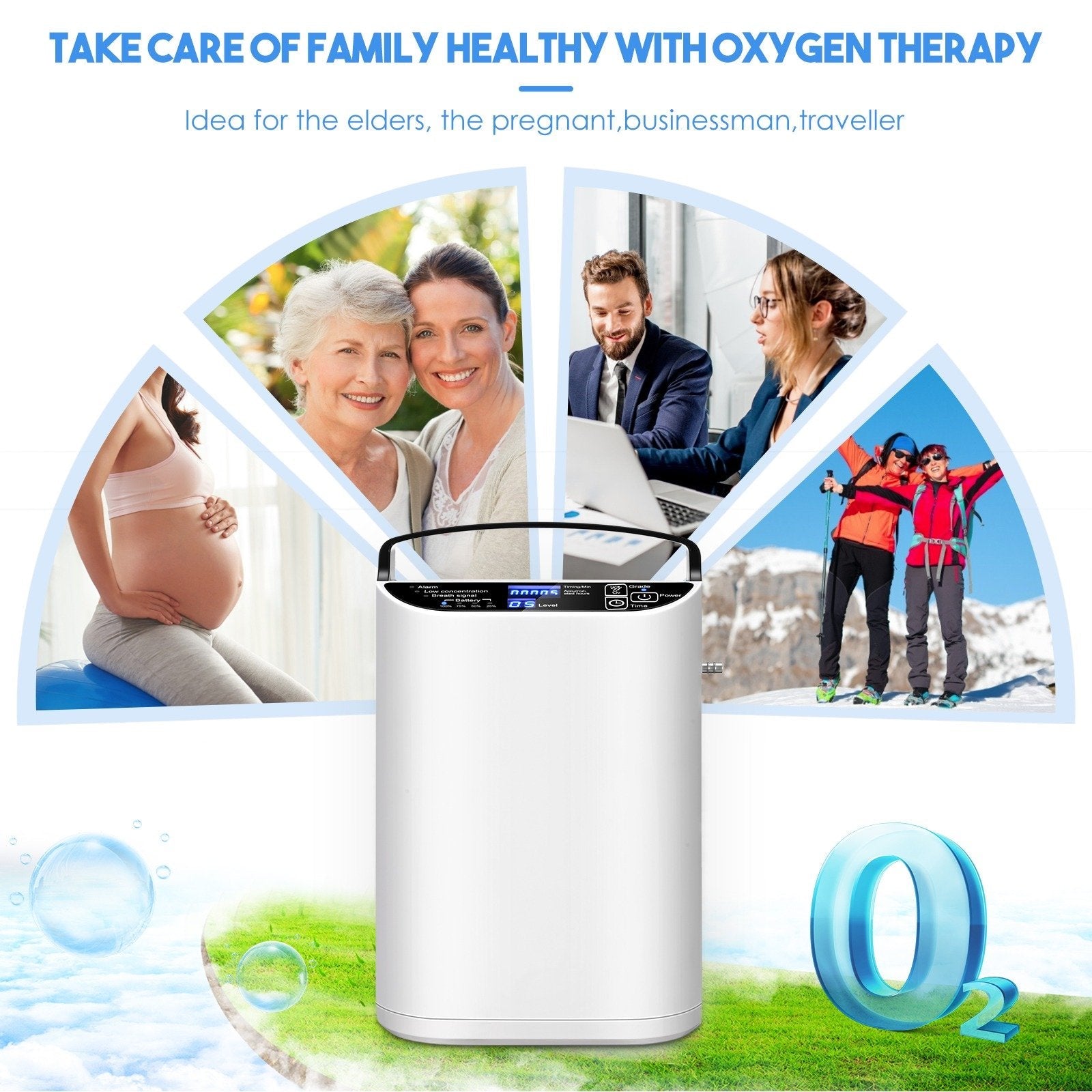 1L-5L/min Pulse Flow Portable Oxygen Concentrator With 3 Hour Battery Carry Bag - Mayerwood Retail