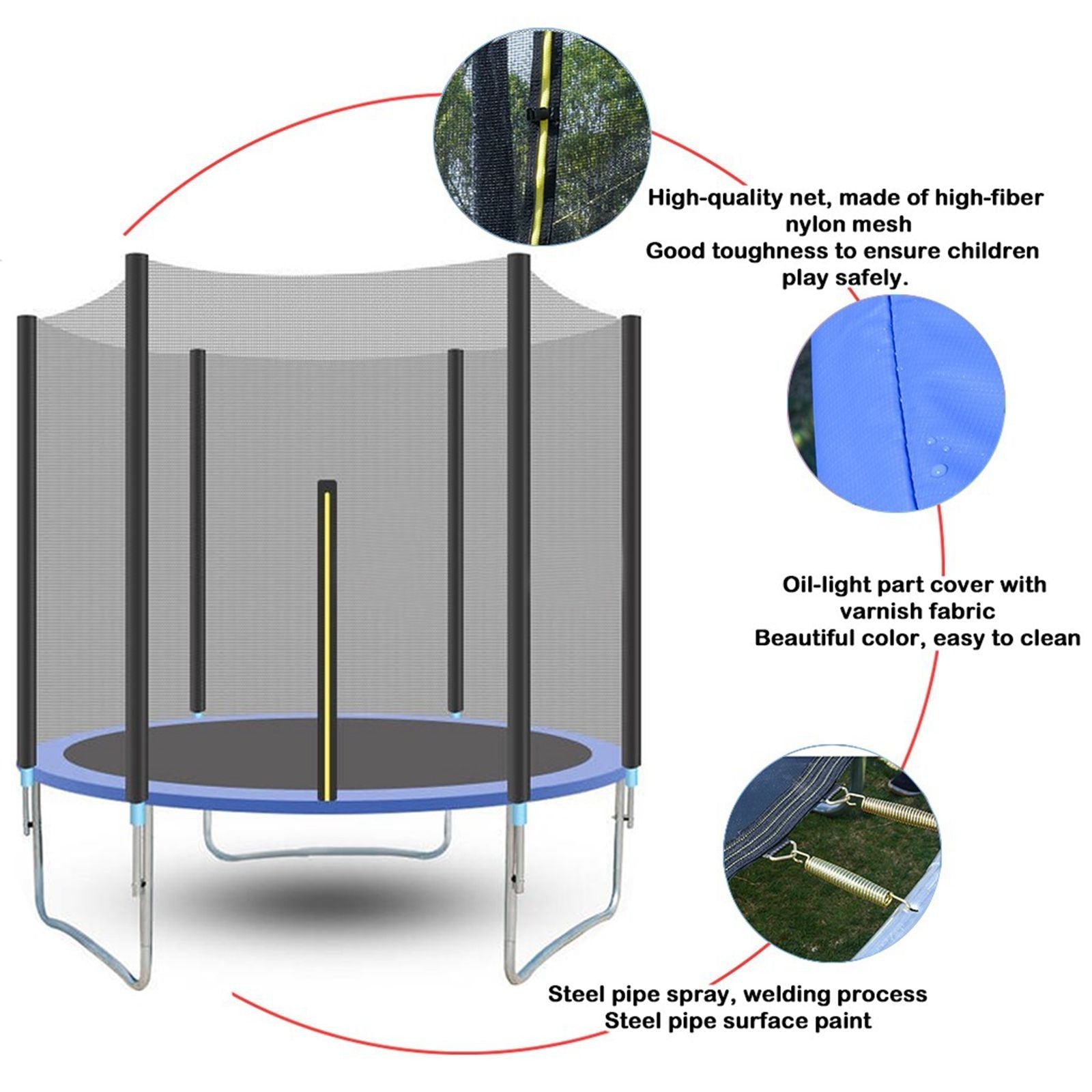 72 Kids Trampoline With Enclosure Net Jumping Mat And Spring