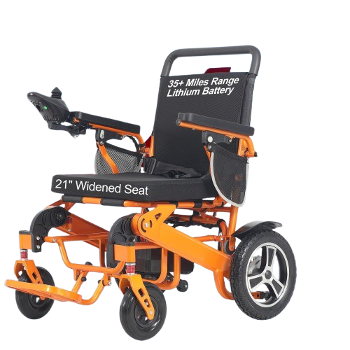 Foldable Electric Wheelchair for Adults – 35 Mile Range, 21" Seat, Lightweight & Airline Approved