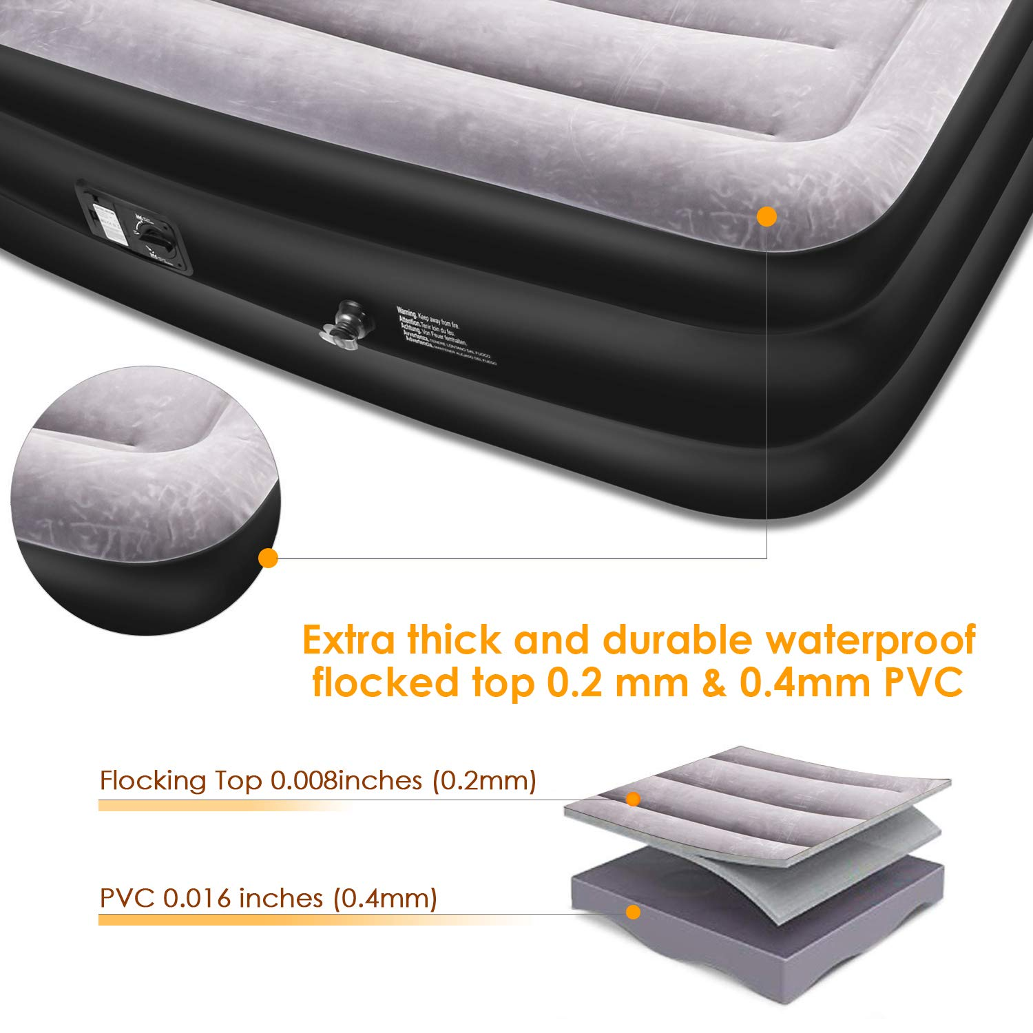 Air Mattress Queen Size Inflatable Bed with Built-in