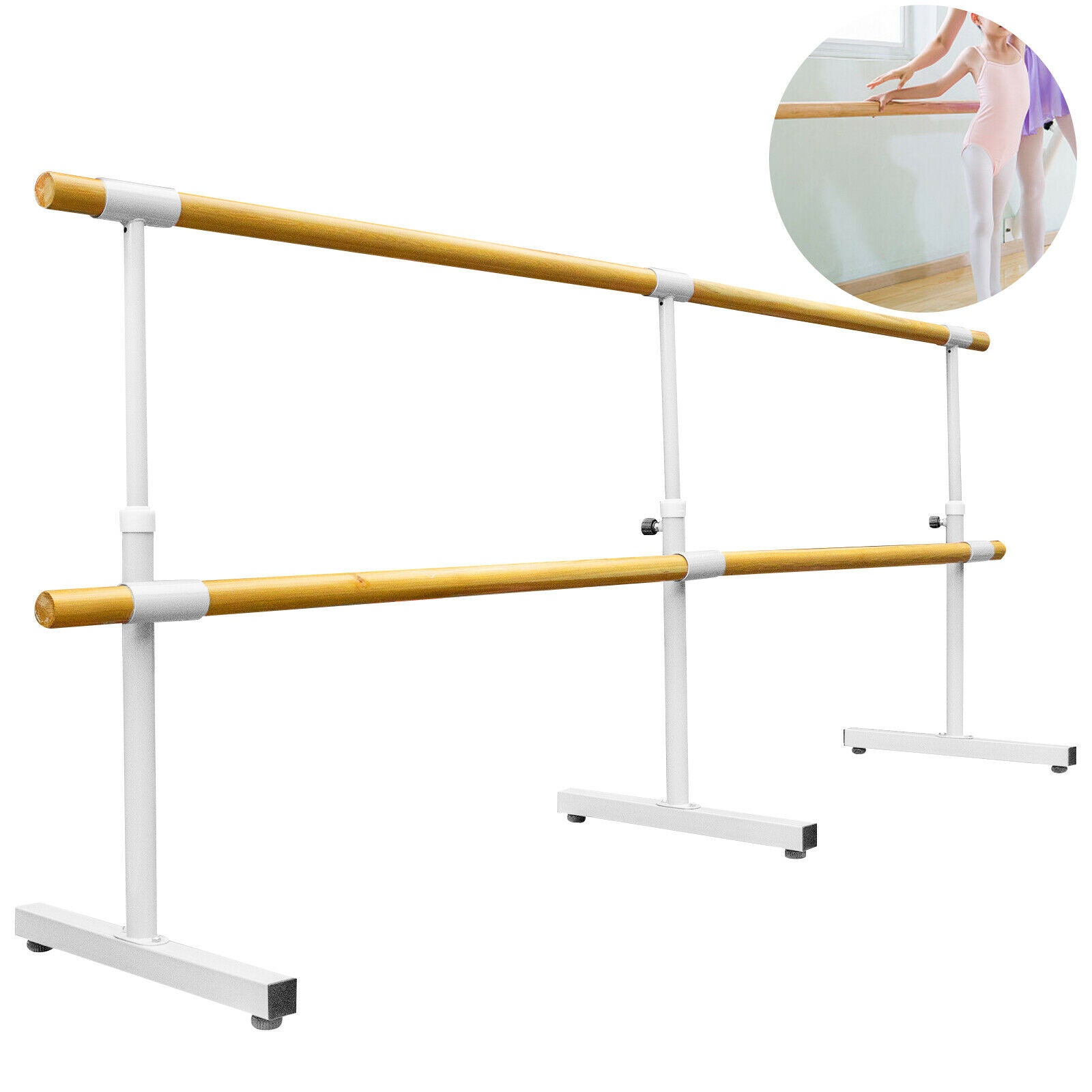 Ballet Barre 13FT Freestanding Bar Double Pine Dancing