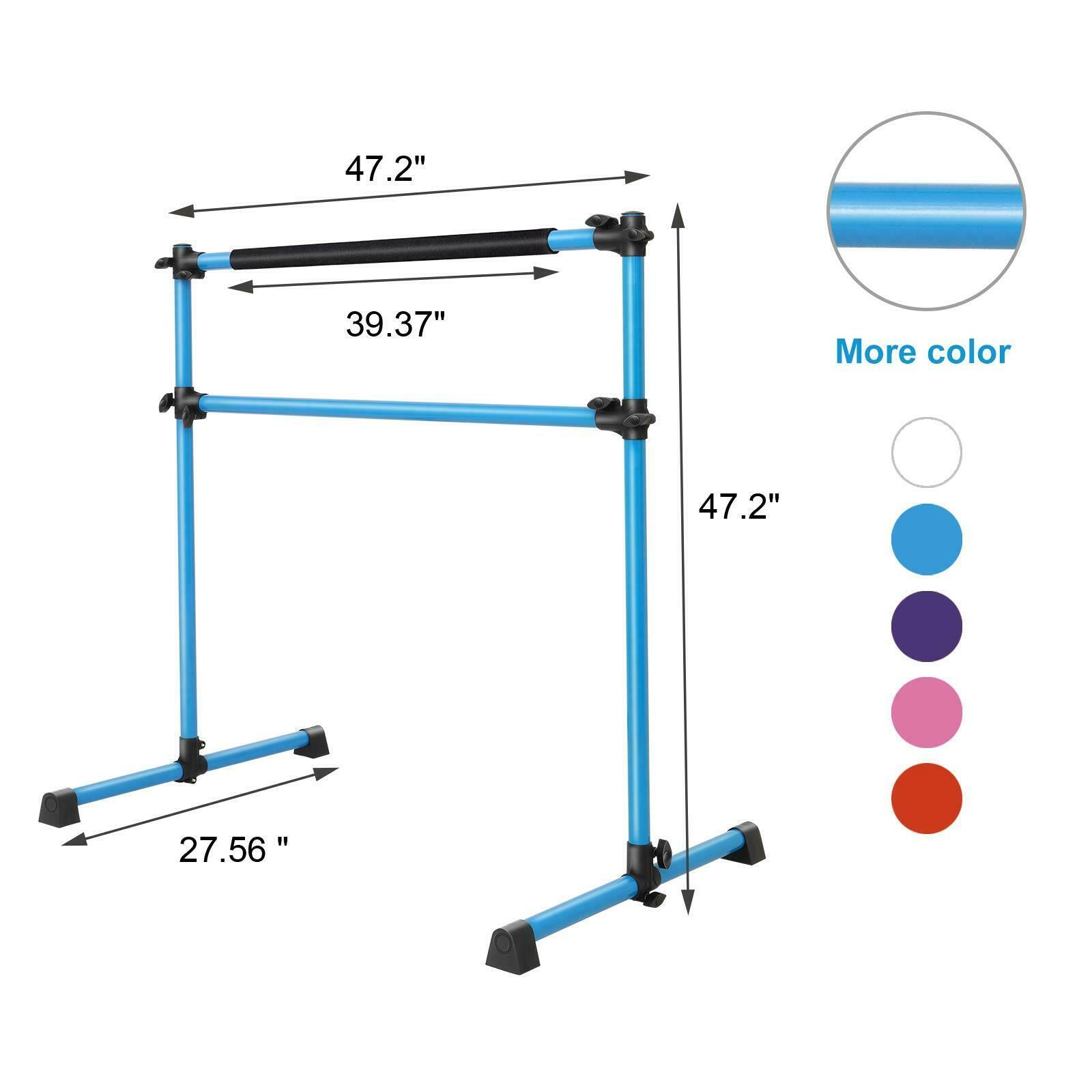 Ballet Barre Blue 4ft Portable Double Freestanding Base Home