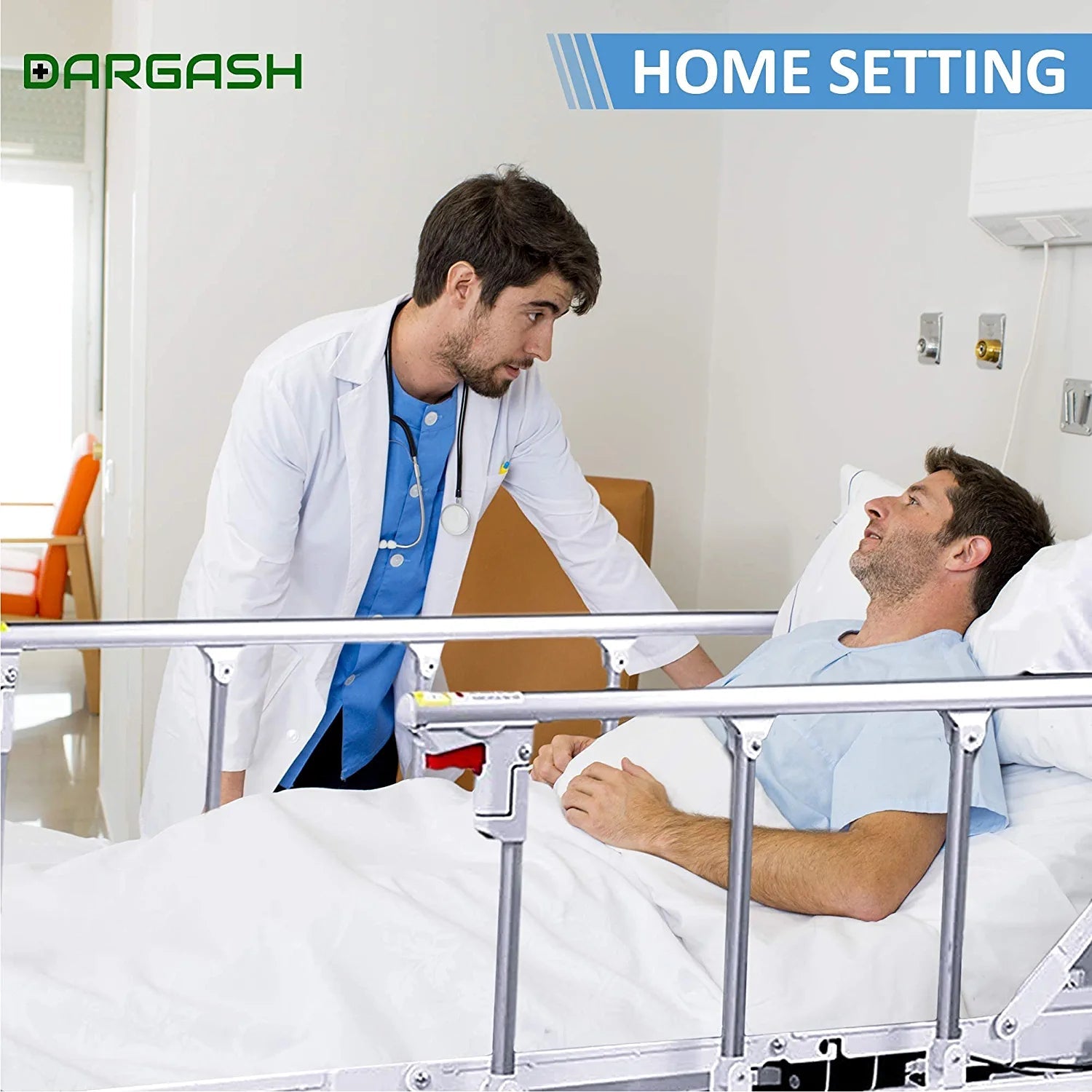 Blue Hospital Bed Electric 3 Function with IV Pole (Bed