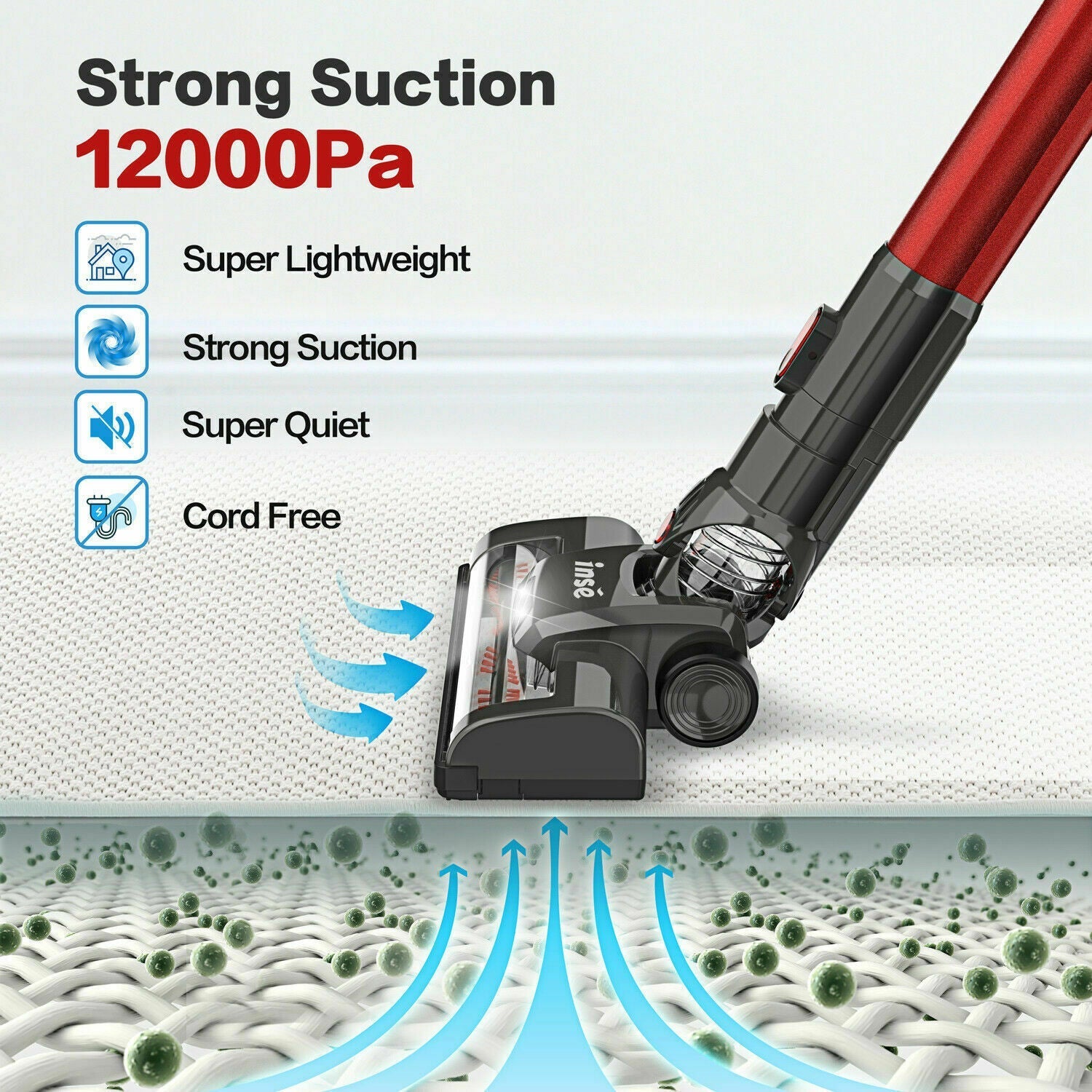 Cordless Vacuum 12Kpa 2 in 1 Stick Best Vacuum Cleaner -