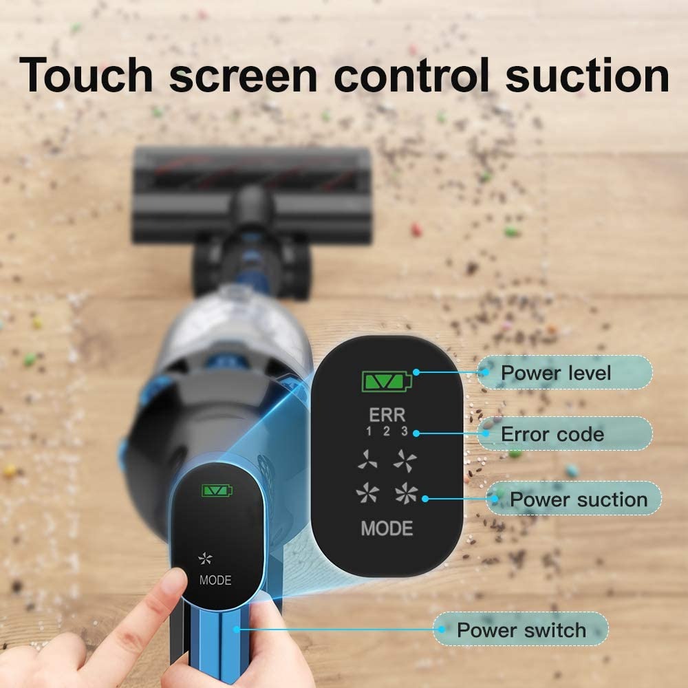 Cordless Vacuum Cleaner 23000Pa Powerful Suction LED Touch