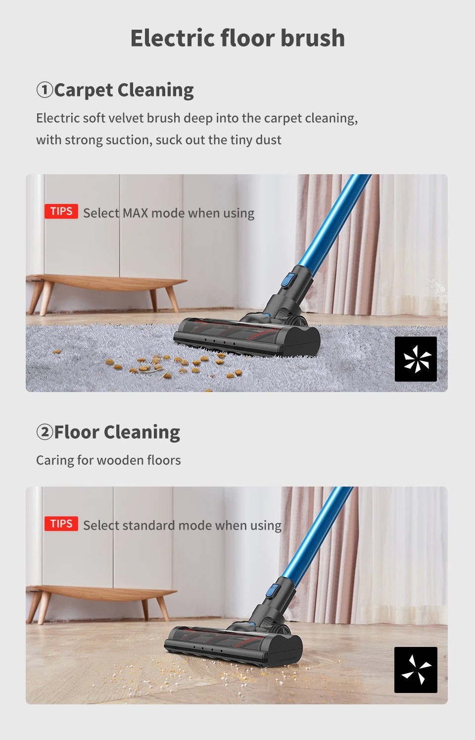 Cordless Vacuum Cleaner 23000Pa Powerful Suction LED Touch