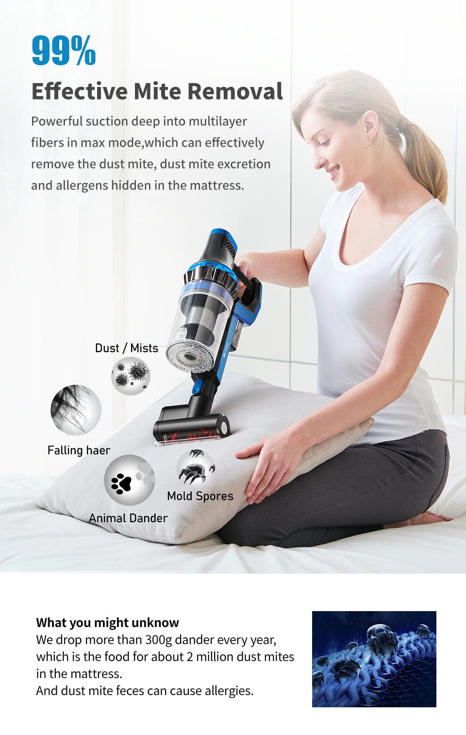 Cordless Vacuum Cleaner 23000Pa Powerful Suction LED Touch