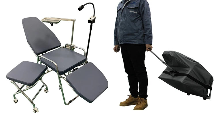 Foldable Portable Dental Unit: Patient Chair with Wheels for Mobility
