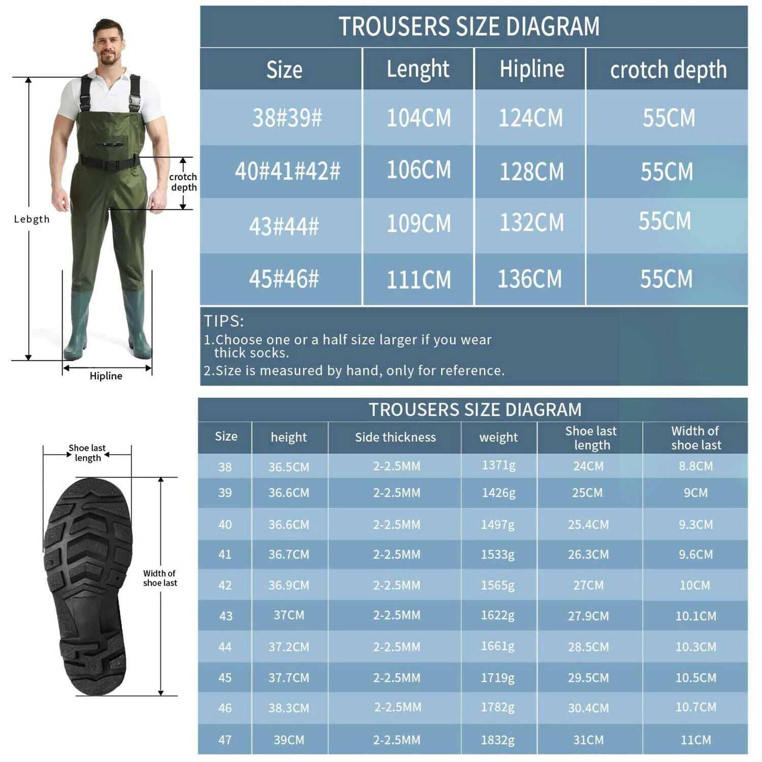 Fishing Wader Waterproof Chest Wader Bootfoot Nylon/PVC