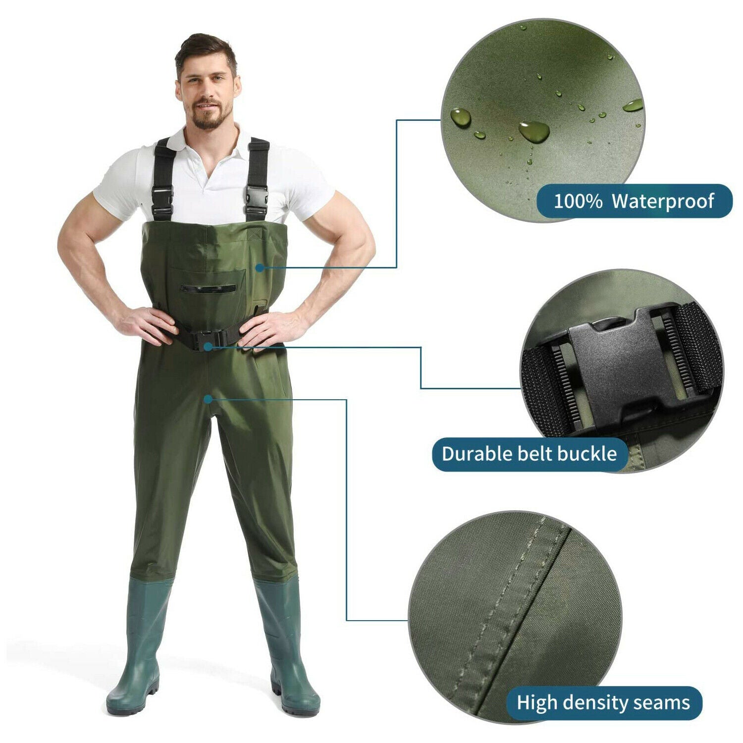 Fishing Wader Waterproof Chest Wader Bootfoot Nylon/PVC