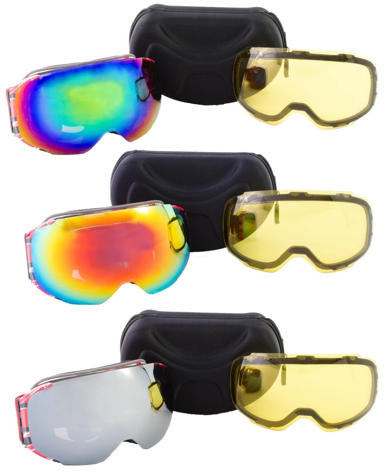 Goggles Ski Snowboard with 2 anti fog dual Magnetic lenses