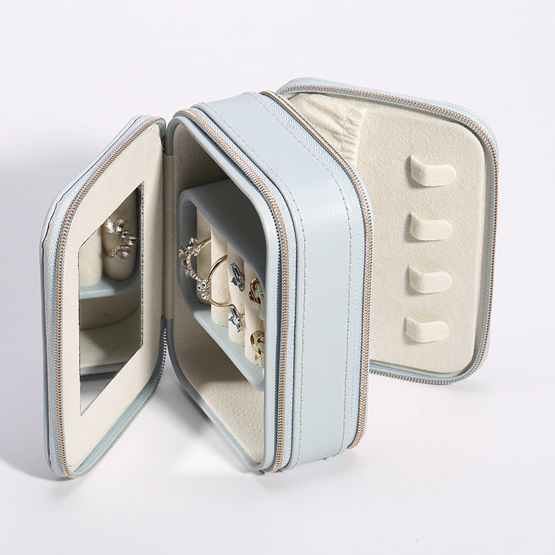 Jewelry Box Small Earrings Ring Double Cute Storage Bag For
