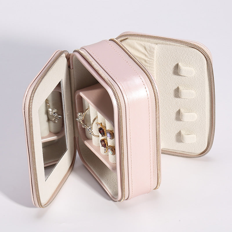 Jewelry Box Small Earrings Ring Double Cute Storage Bag For