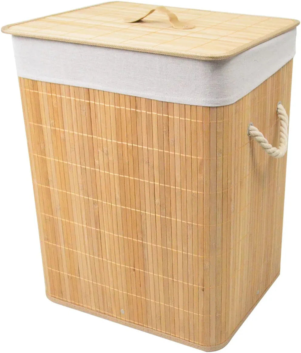 Laundry Hamper Bamboo Storage Basket with Lid - Laundry