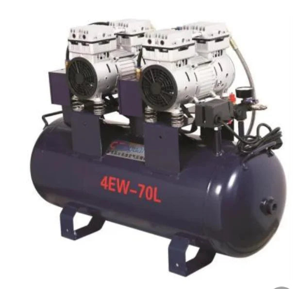 Meubon Silent Medical Oil-Free Dental Air Compressor for 4 Dental chairs I Twin Head Model MT43DF
