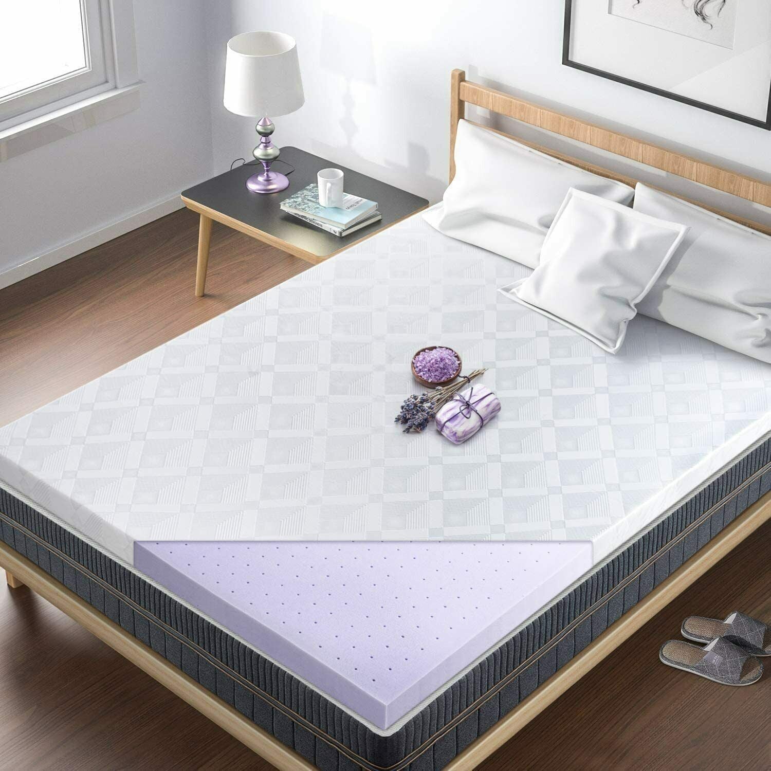 Mattress Topper Memory Foam Lavender CertiPUR-US Certified