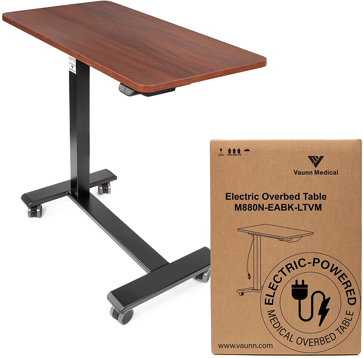 Medical Electric Over The bed Bedside Table with Wheels