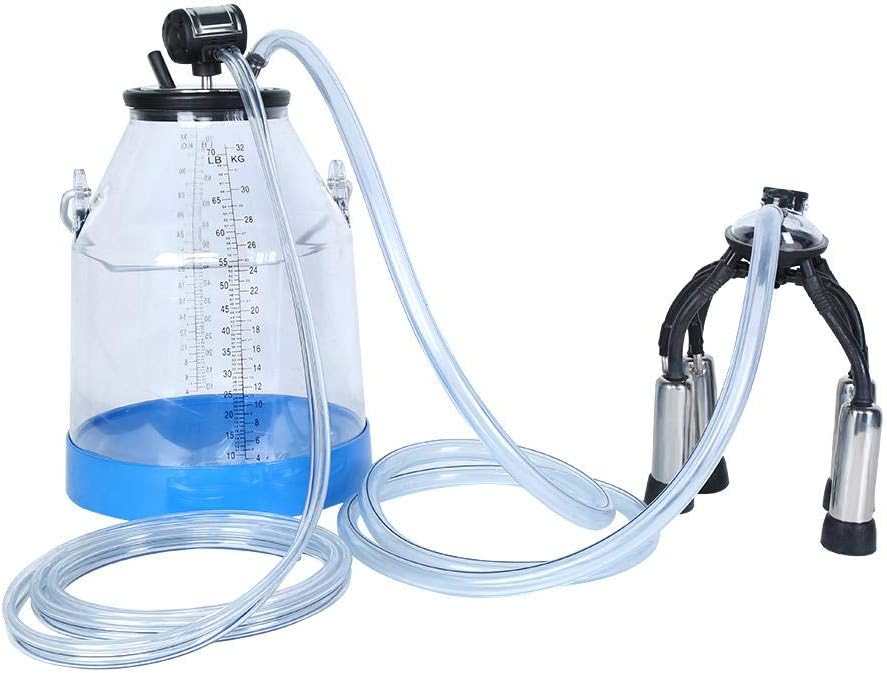 Meubon Milking Machine Bucket,Portable Transparent 32L Cow