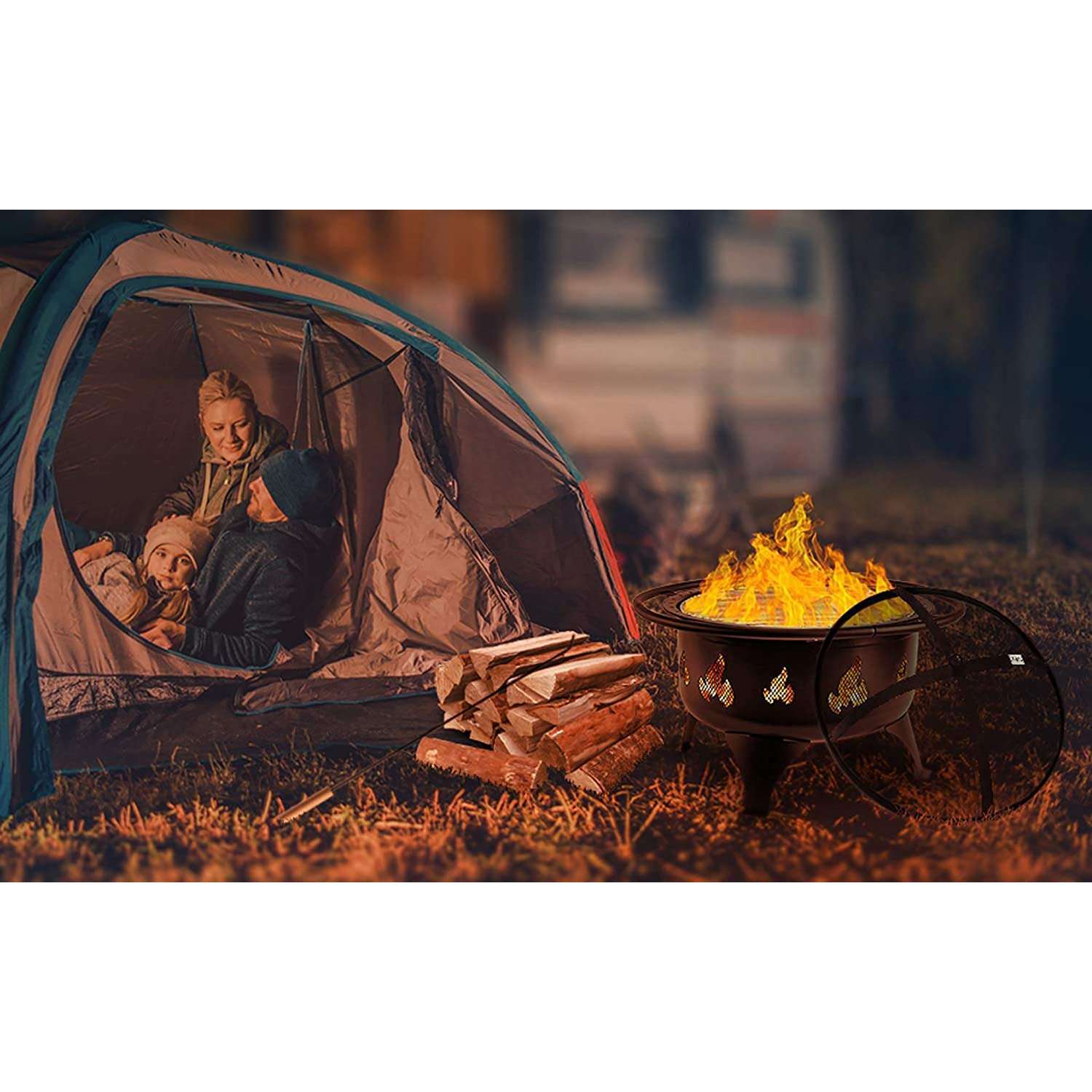 Outland Portable 24 Fire Pits Outdoor Wood Burning - Weather