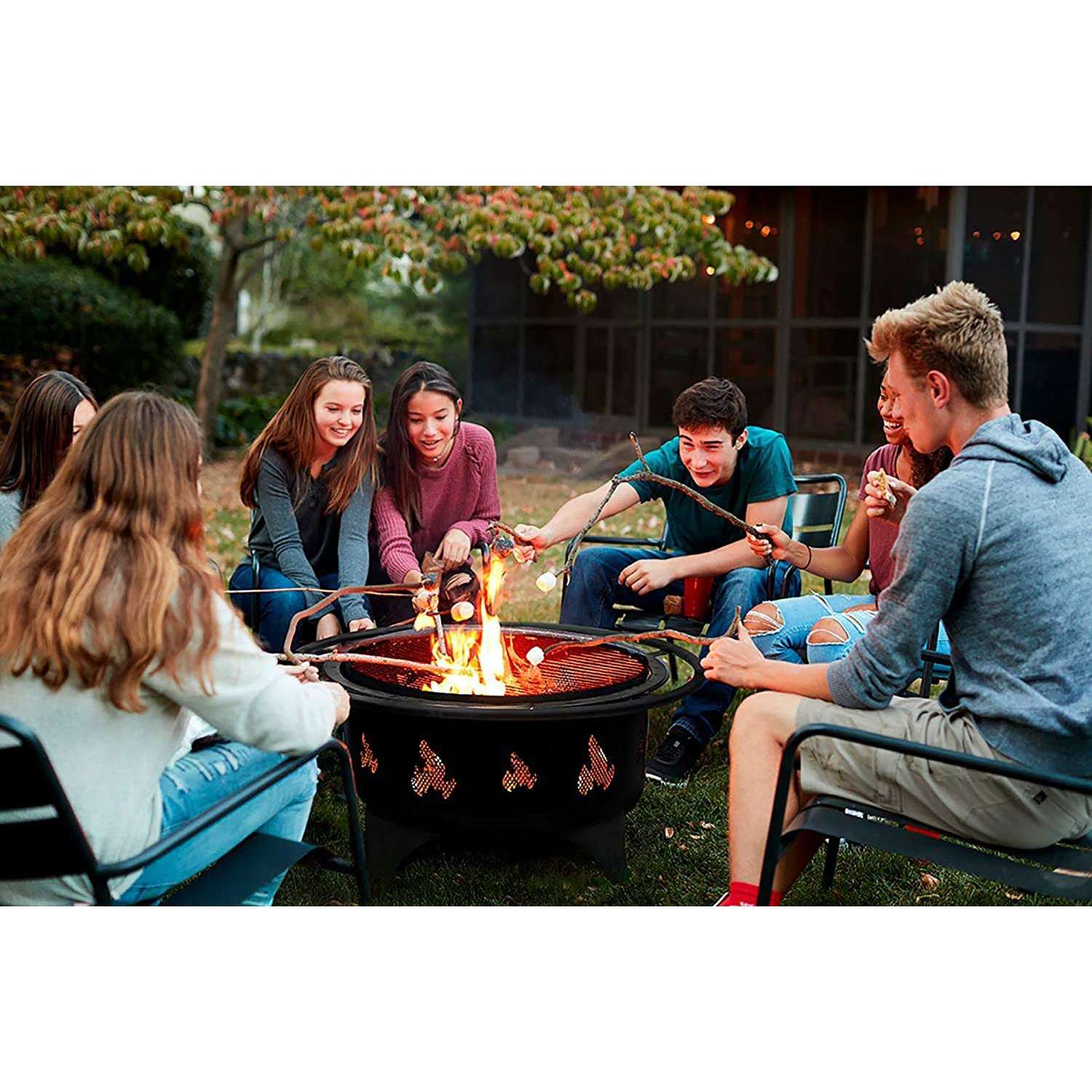 Outland Portable 24 Fire Pits Outdoor Wood Burning - Weather