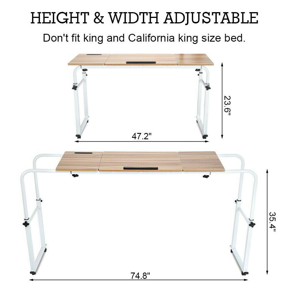 OverBed Hospital Computer Table Rolling Adjustable Laptop