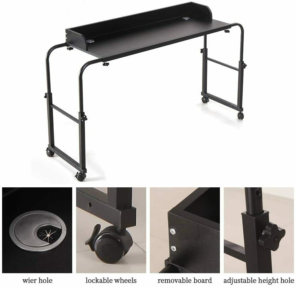 Overbed Table Height Adjustable Table Over the Bed wheels