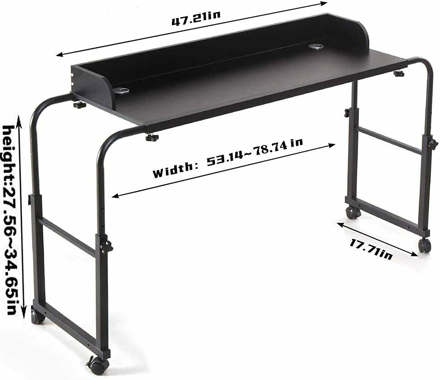 Overbed Table Height Adjustable Table Over the Bed wheels