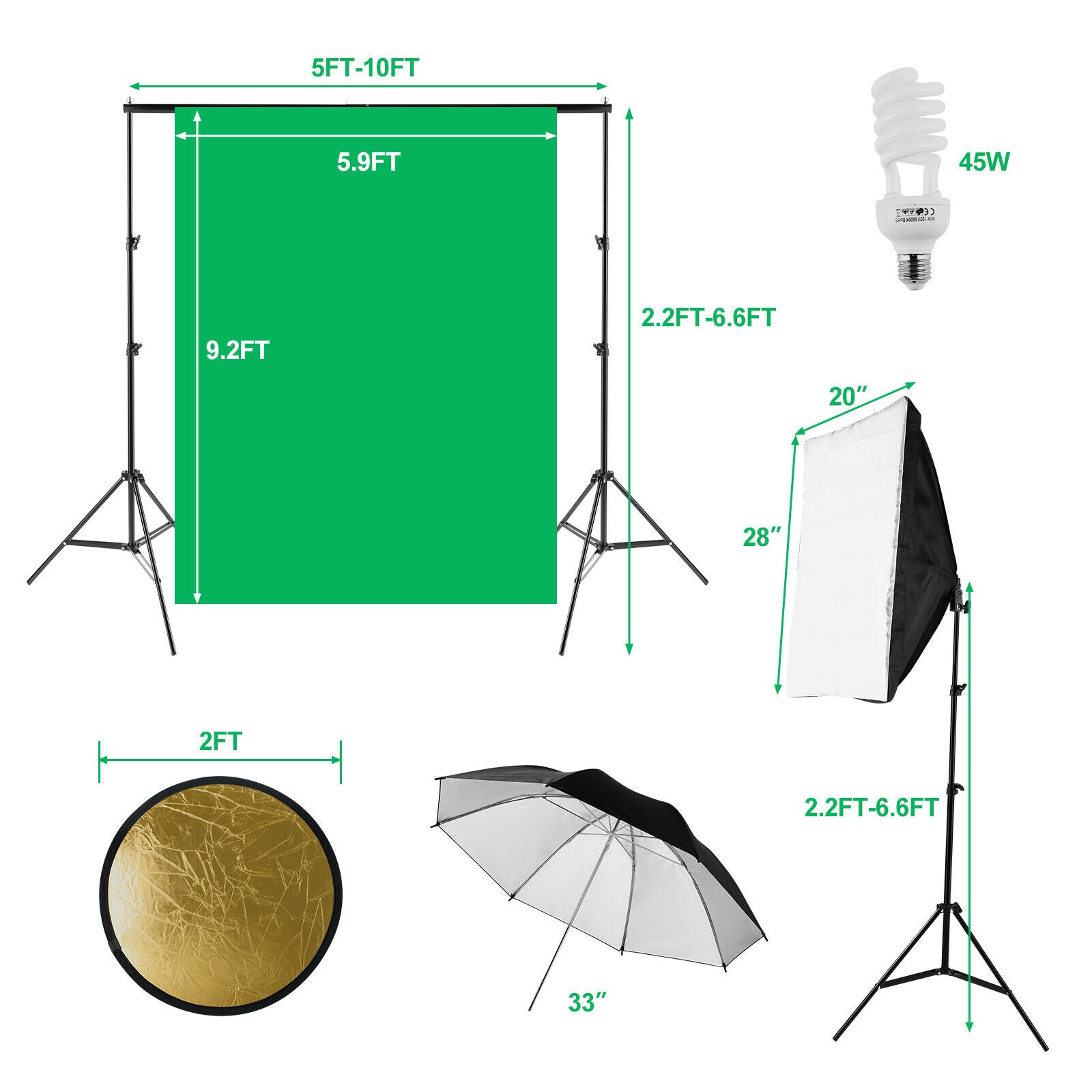 Photography Studio Lighting Kit Upgraded 100%Polyester