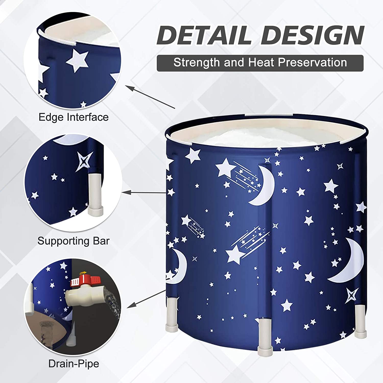 Portable Bathtub Japanese Soaking Freestanding Folding &