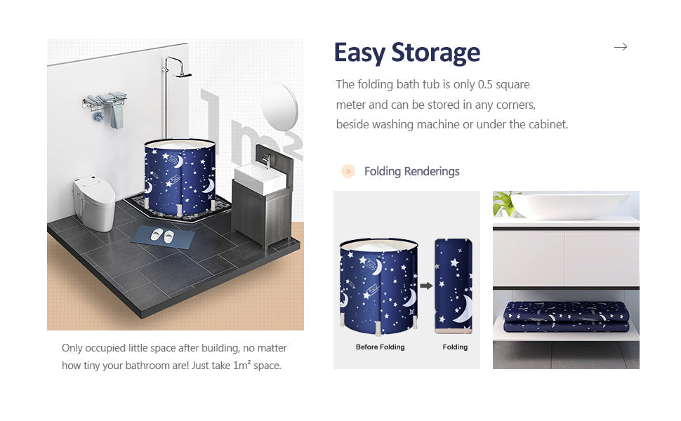 Portable Bathtub Japanese Soaking Freestanding Folding &