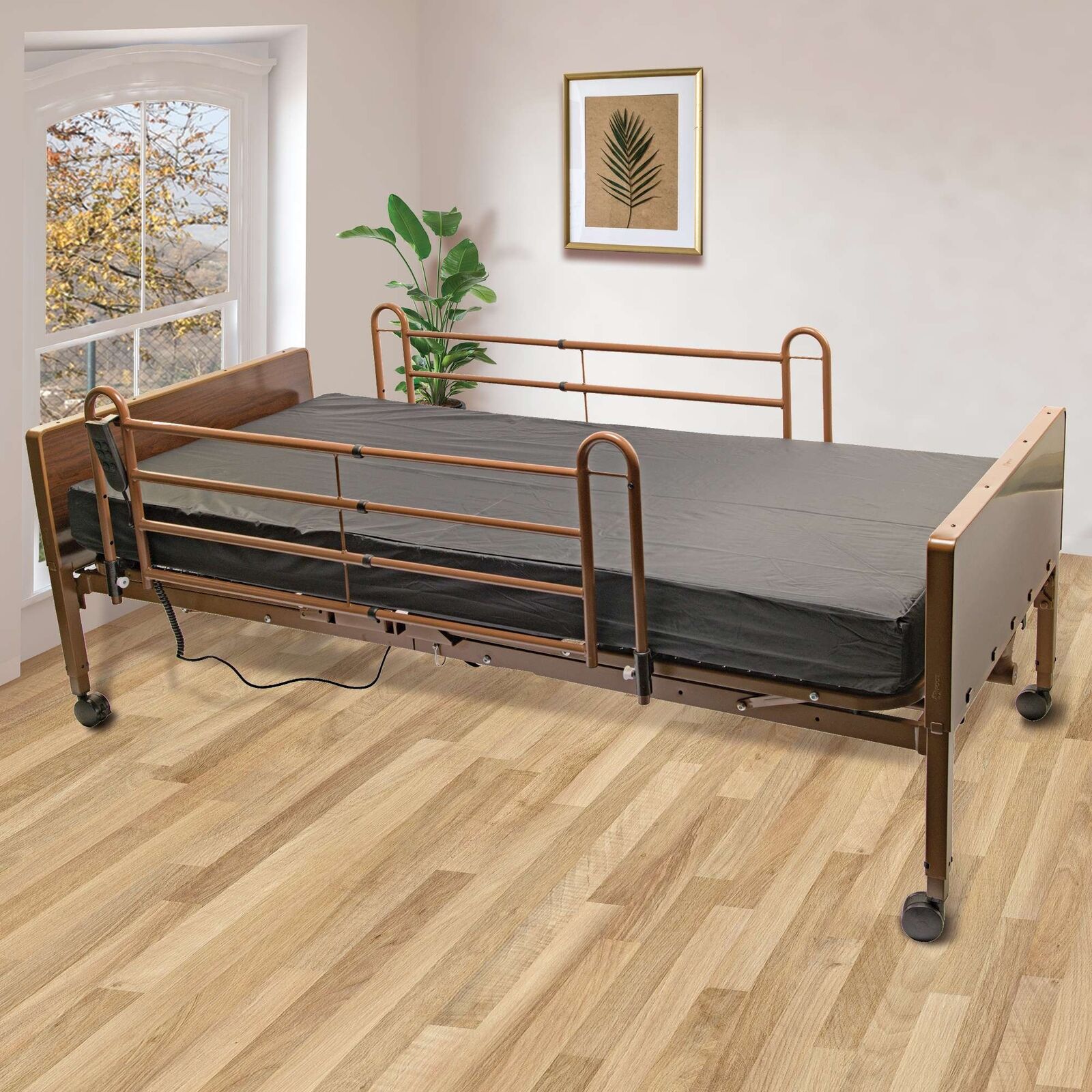Meubon Adjustable Height Full Electric Hospital Bed with Full Rails - 36"x80" I Enhance Patient Care Today I Model MEB6123