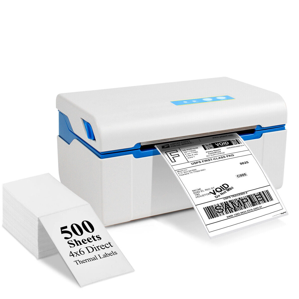 Efficient Shipping Label Printer I Direct Thermal Barcode Printer with 500 Labels Included