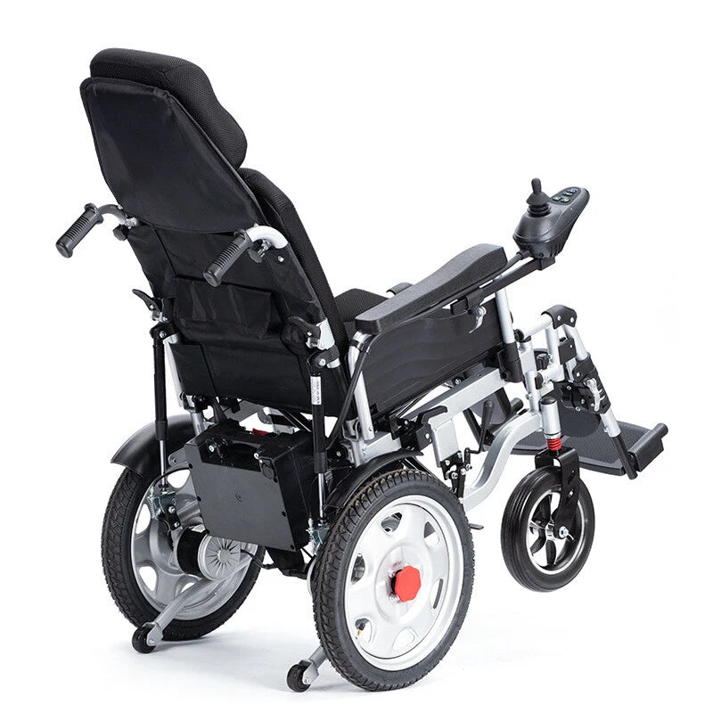 Lightweight Electric Reclining Foldable Wheelchair – Full Lying Motorized Mobility Chair for Adults
