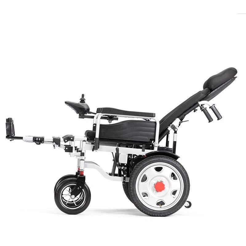 Lightweight Electric Reclining Foldable Wheelchair – Full Lying Motorized Mobility Chair for Adults