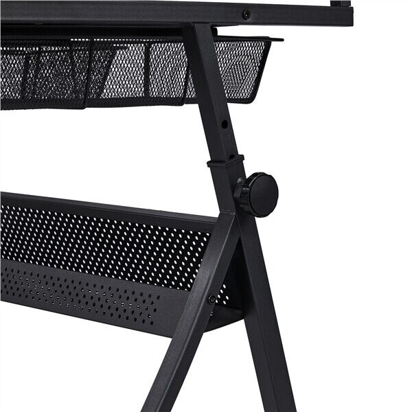 Glass Art Desk: Adjustable Height Drafting Table for Artists/Painters with Versatile Tabletop
