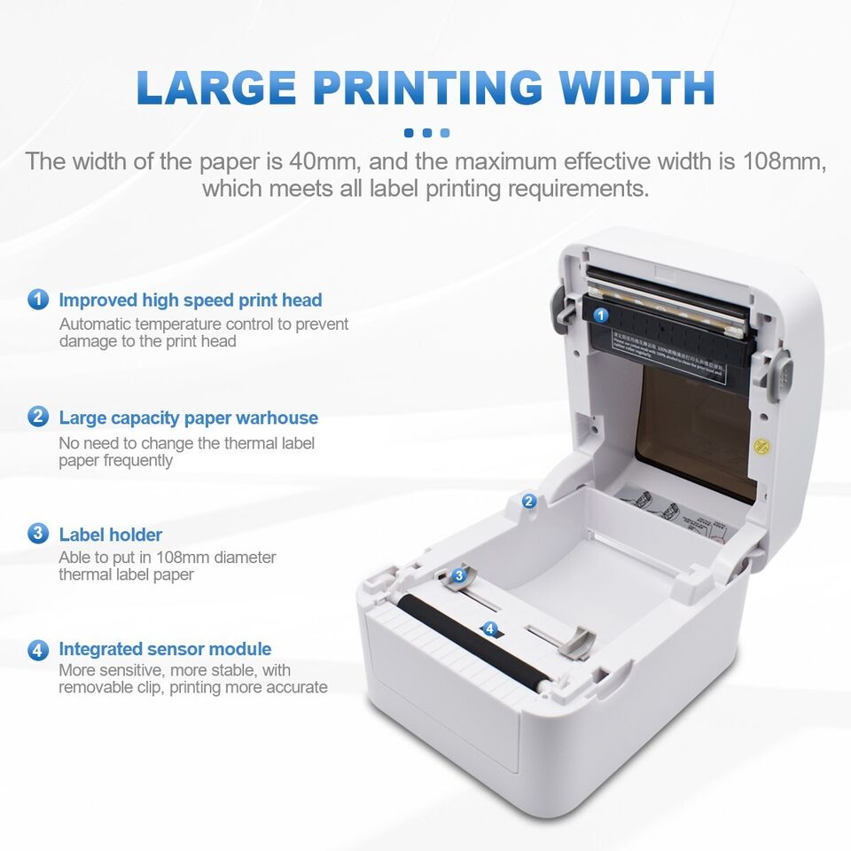 Shipping Label Printer: USB Direct Thermal Barcode Printer with 4x6 Inch Labels - Includes 6 Rolls