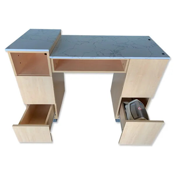 Nail Table with Marble Top & Free Technician Stool I Manicure & Pedicure Station