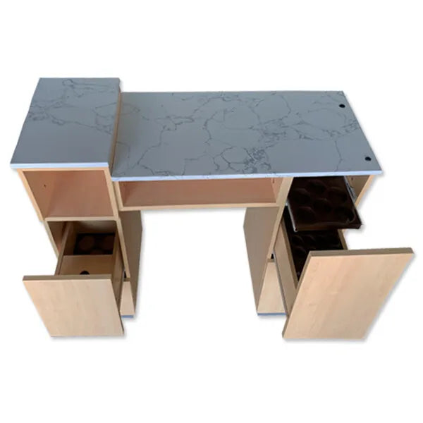 Nail Table with Marble Top & Free Technician Stool I Manicure & Pedicure Station