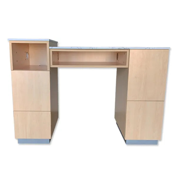 Nail Table with Marble Top & Free Technician Stool I Manicure & Pedicure Station