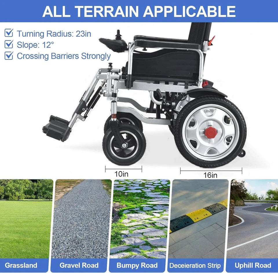 Lightweight Electric Reclining Foldable Wheelchair – Full Lying Motorized Mobility Chair for Adults