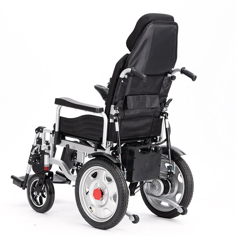 Lightweight Electric Reclining Foldable Wheelchair – Full Lying Motorized Mobility Chair for Adults
