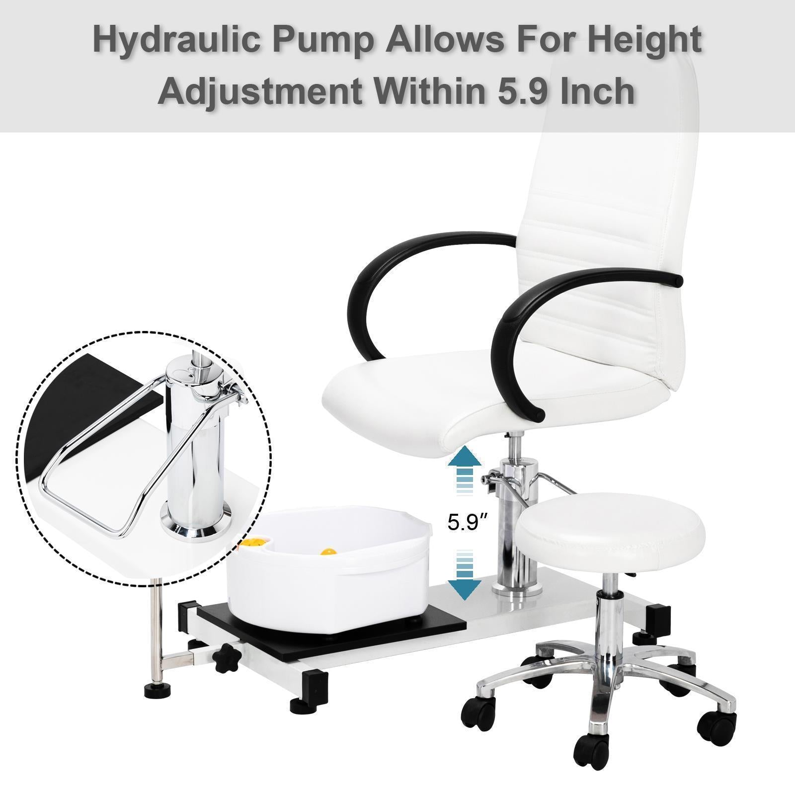 Complete Pedicure Station: Nail Tech Stool, Foot Bath, Salon Spa - Beauty Supply Essential