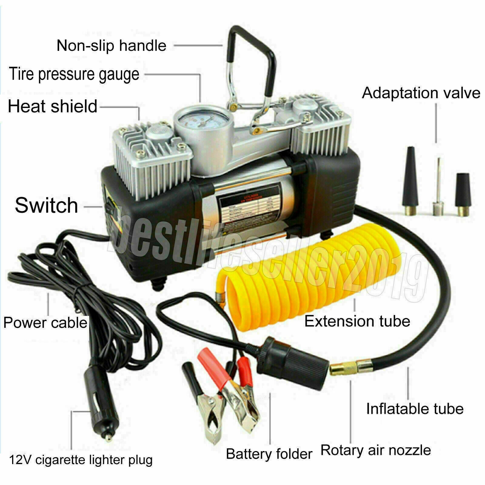 Tire Inflator 12v Air Compressor For Car Portable 150psi -
