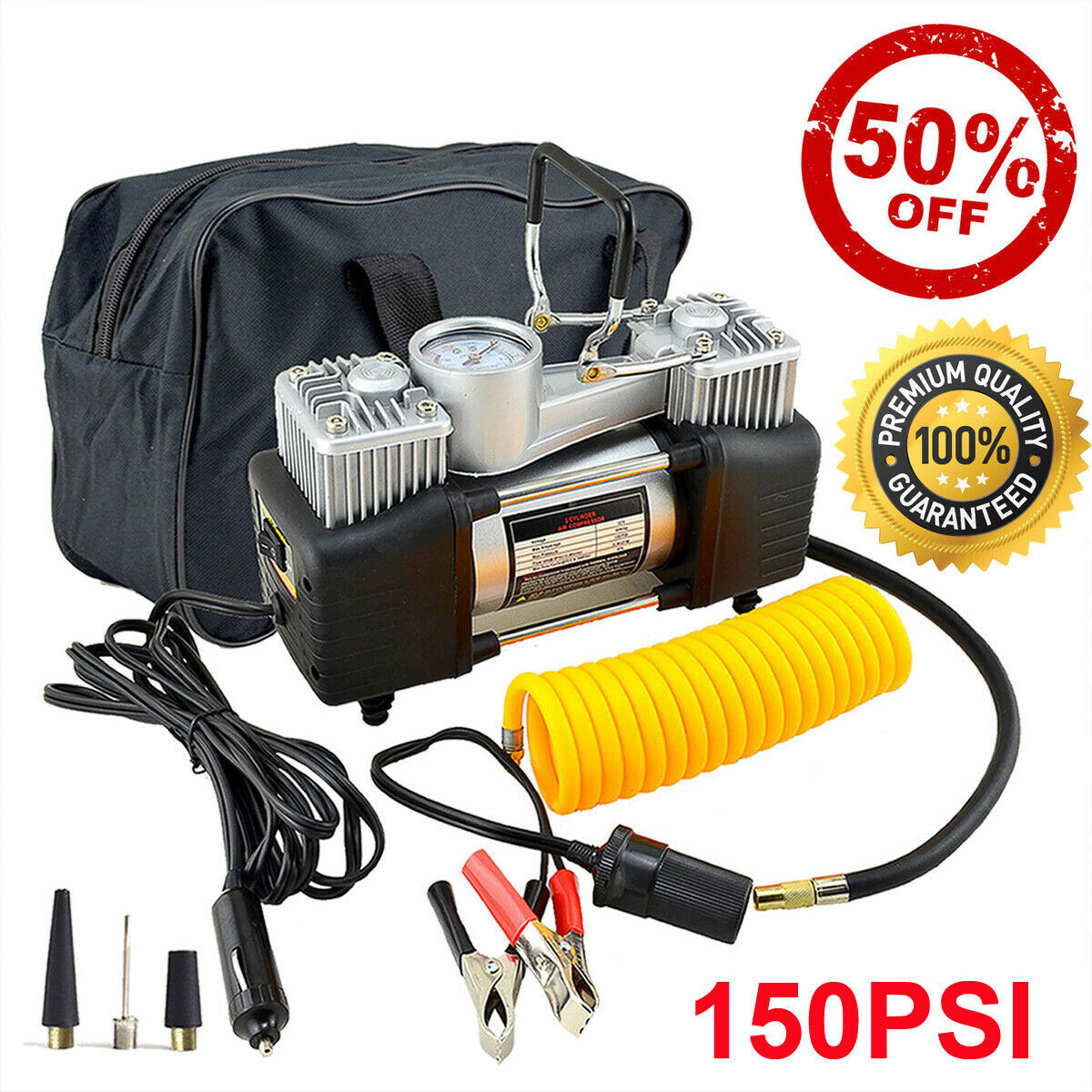 Tire Inflator 12v Air Compressor For Car Portable 150psi -
