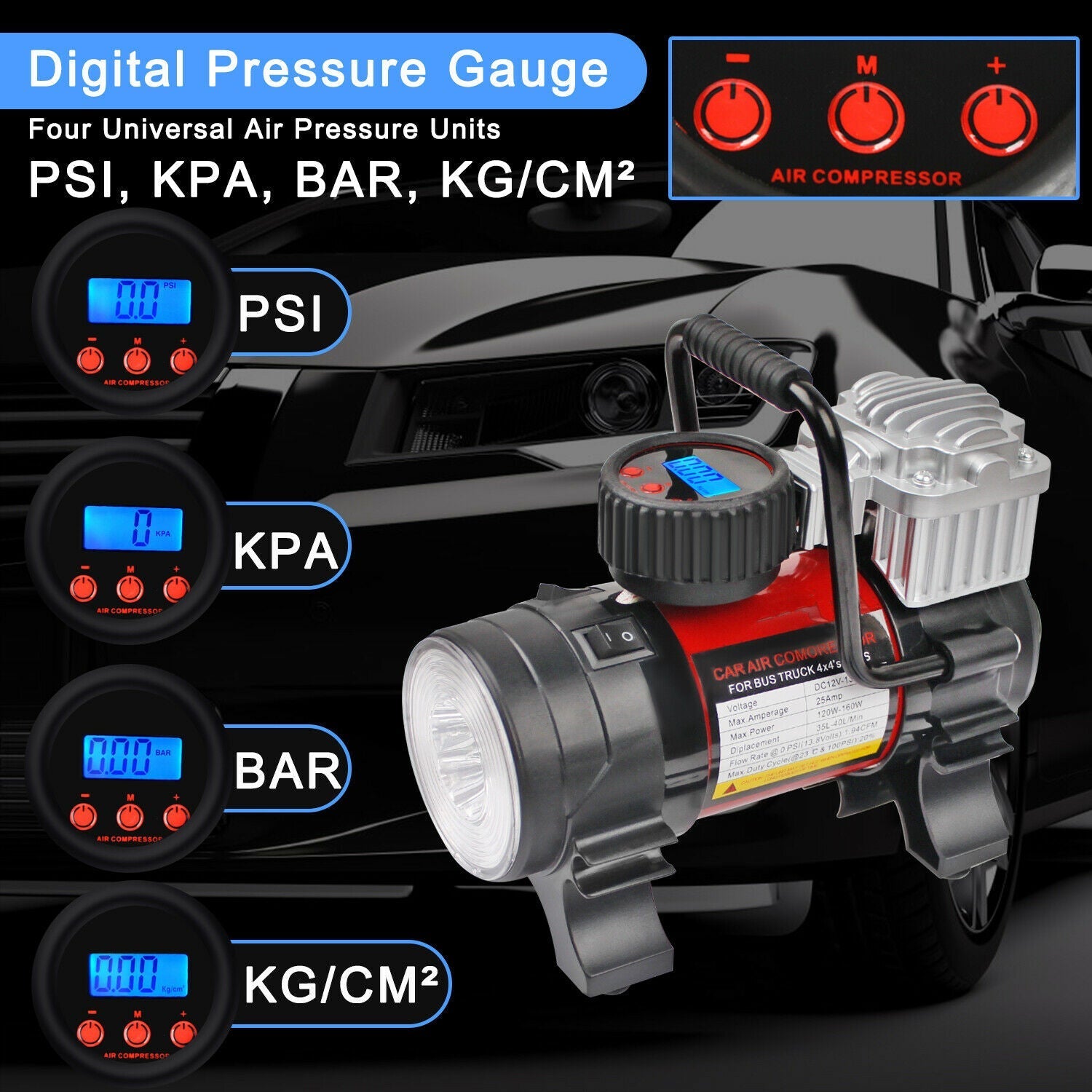 Tire Inflator Heavy Duty 12V Portable Air Compressor For Car