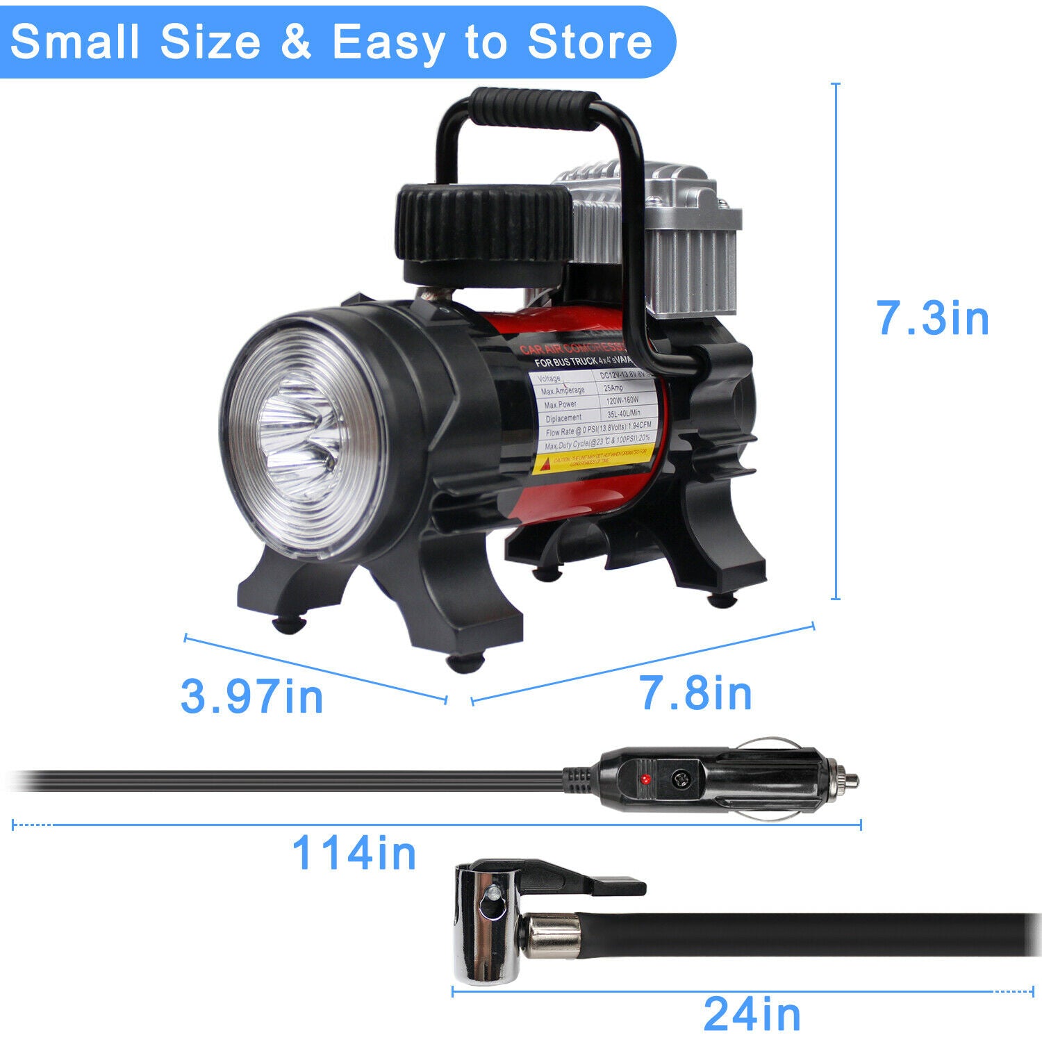 Tire Inflator Heavy Duty 12V Portable Air Compressor For Car