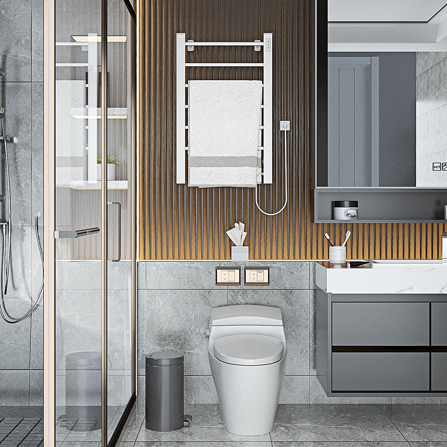 Towel Warmer 2-in-1 with Built-in Timer Heated Towel Rack