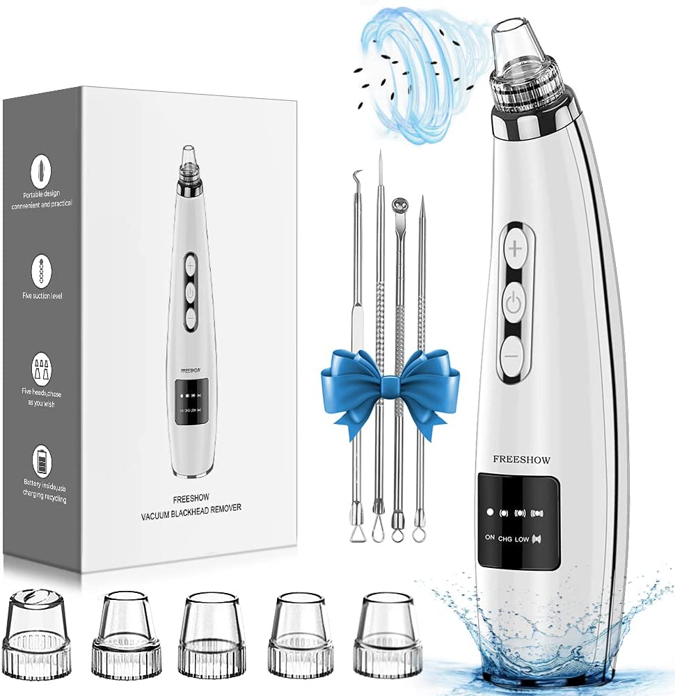 Blackhead Remover Pore Vacuum Upgraded Facial Cleaner Electric Acne Comedone Whitehead Extractor Tool-5 Suction Power 5 Probes Kit