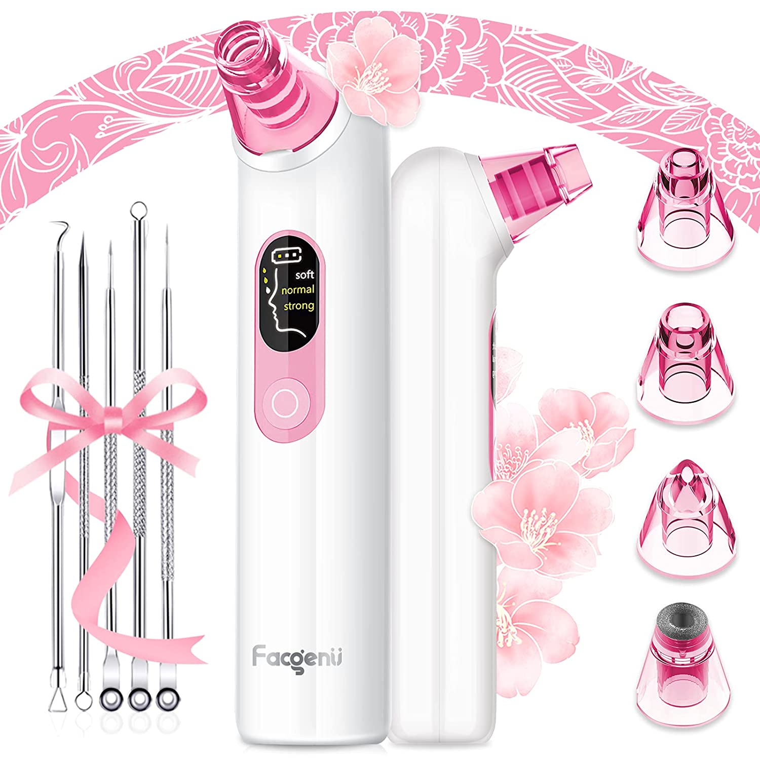 Blackhead Pore Vacuum Cleaner Remover USB Rechargeable with LCD Screen Kit Suction A21888